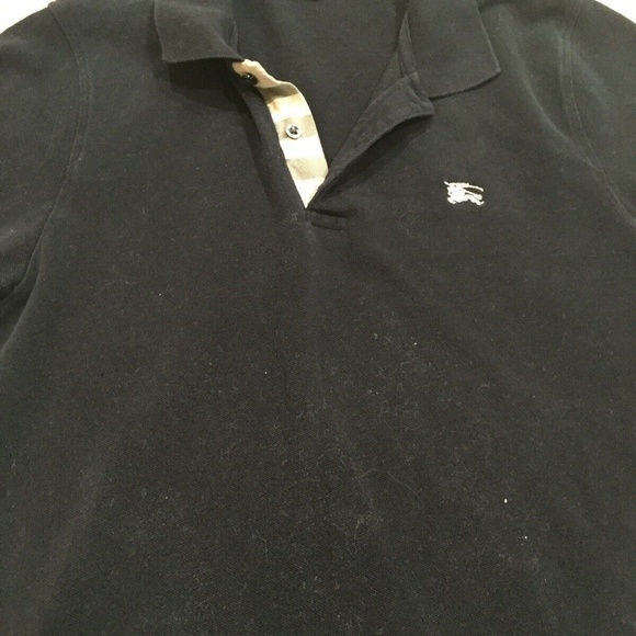 BURBERRY London Mens Medium Black Nova Check Polo - Picture 3 of 4